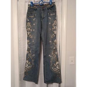 Vintage Womens CACHE Denim‎ Jeans Size 4 Highly embellished and lined Y2K